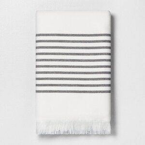 Hearth & Hand Magnolia Core Stripe Bath Towel -‎ Railroad Gray, Cream - Target